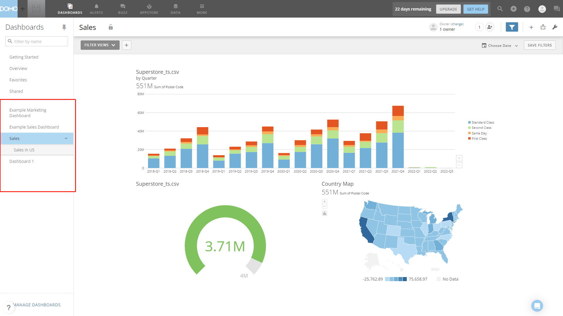 Figure 2-54 Dashboard management - Domo